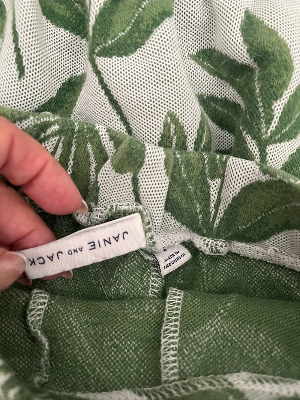 Janie and Jack Green Leaf Print Women's Shorts Romper
